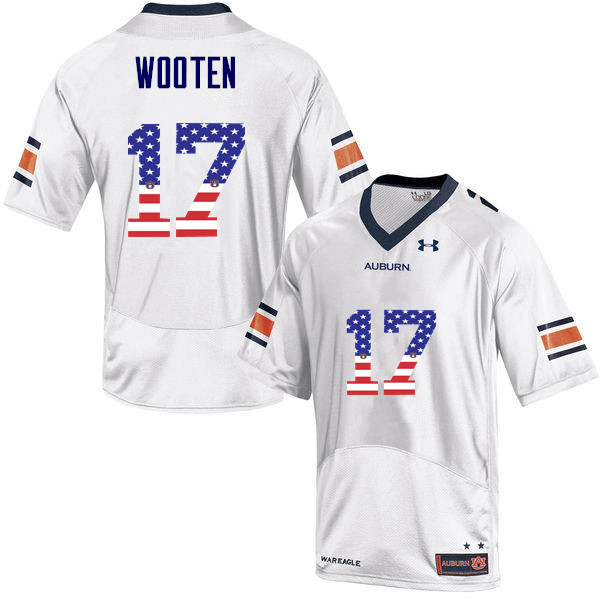 Auburn Tigers Men's Chandler Wooten #17 White Under Armour Stitched College USA Flag Fashion NCAA Authentic Football Jersey LYB0274CY